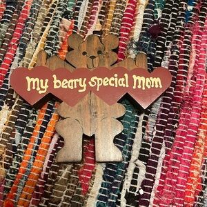 Vintage Hand Painted Mom Teddy Bear Wall Decor